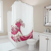 Grote golf - roze douchegordijn (In situ)
