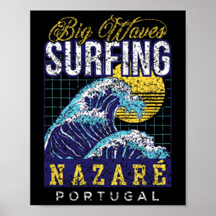 Grote Golf Surfen Nazaré Portugal Surfer Surfen Poster