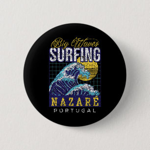 Grote Golf Surfen Nazaré Portugal Surfer Surfen Ronde Button 5,7 Cm