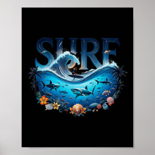 Grote Golf Surfen Strand Liefhebber Surfer Grafisc Poster