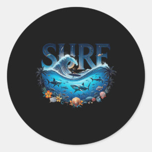 Grote Golf Surfen Strand Liefhebber Surfer Grafisc Ronde Sticker