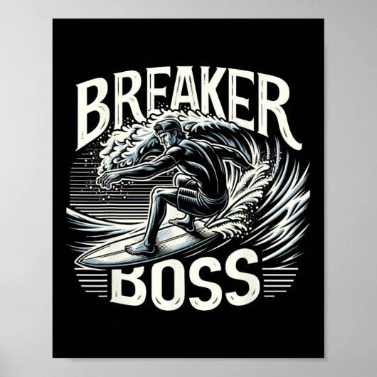 Grote Golf Surfen Surfer Strand Golfbreker Baas Su Poster (Voorkant)