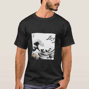 Grote golf van Halloween Hokusai's Art T Shirt