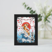 Grote golf van Kanagawa Cherry Blossom Koi Fish Briefkaart (Staand voorkant)