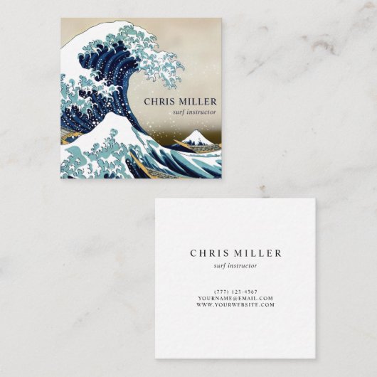 Grote Golf van Kanagawa door Hokusai Surfer Vierkante Visitekaartje (Voorkant / Achterkant)