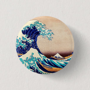 Grote golf van Kanagawa Hokusai Japanse Vintage Ronde Button 3,2 Cm