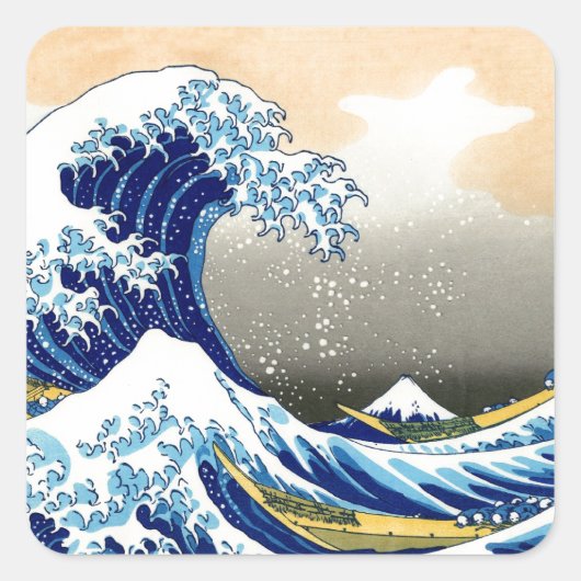 Grote golf van Kanagawa ~ Hokusai Vierkante Sticker (Voorkant)