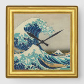 Grote Golf van Kanagawa, Japan, omwoeld Vierkante Klok (Voorkant)