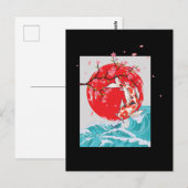 Grote golf van Kanagawa Japanse viskarp Koi Briefkaart (Voorkant / Achterkant)