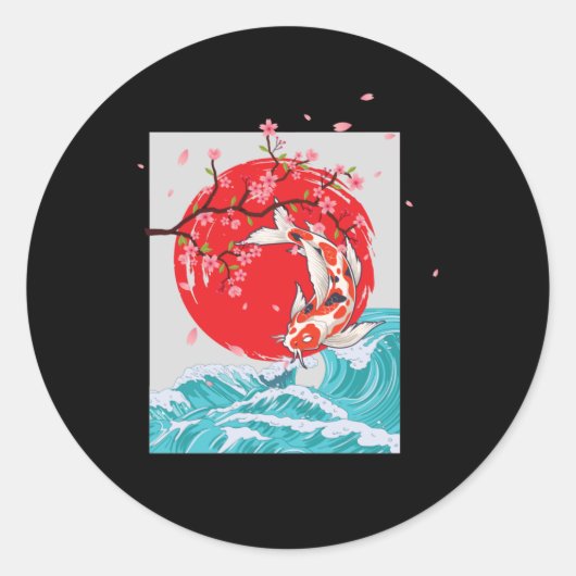 Grote golf van Kanagawa Japanse viskarp Koi Ronde Sticker (Voorkant)