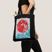 Grote golf van Kanagawa Japanse viskarp Koi Tote Bag (Dichtbij)