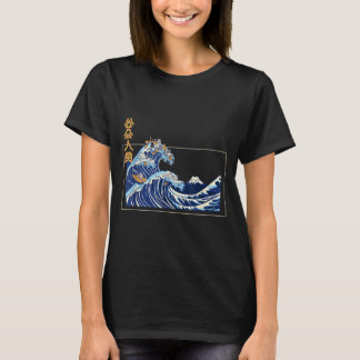 Grote Golf van Kanagawa Met de Esthetische Kanji O T-shirt
