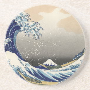 Grote golf van Kanagawa & Mount Fuji Japan Zee Zandsteen Onderzetter