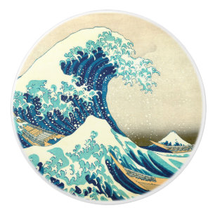 Grote Golf van Kangawa door Hokusai Keramische Knop