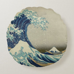 Grote golf voor de kust van Kanagawa door Hokusai Rond Kussen