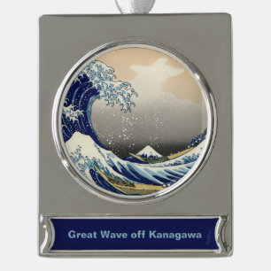 Grote Golf voor Kanagawa & Mount Fuji Japanse Zee Verzilverd Banner Ornament