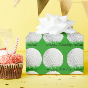 Grote Golfballen in gras Cadeaupapier