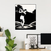 Grote Golfer Woodblock print (Thuiskantoor)