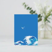 Grote golven en meeuwen feestdagenkaart (Staand voorkant)