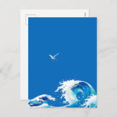 Grote golven en meeuwen feestdagenkaart (Voorkant / Achterkant)