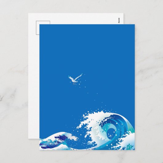 Grote golven en meeuwen feestdagenkaart (Voorkant / Achterkant)