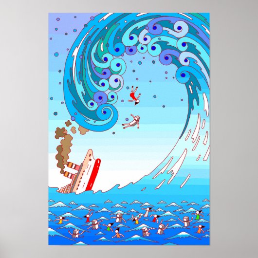 Grote golven en scheepswrakken. poster (Voorkant)