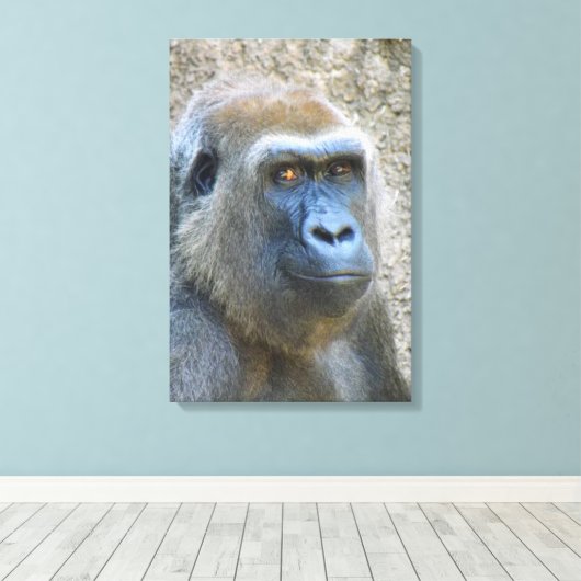 Grote Gorilla Wrapped Canvas! Canvas Afdruk (Insitu (Houten vloer))