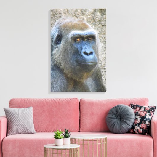 Grote Gorilla Wrapped Canvas! Canvas Afdruk (Insitu (Woonkamer))