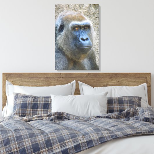 Grote Gorilla Wrapped Canvas! Canvas Afdruk (Insitu (Slaapkamer))