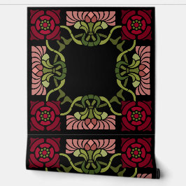 Grote Gothic Art Nouveau Roos en Dahlia Red Behang