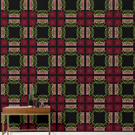 Grote Gothic Art Nouveau Roos en Dahlia Red Behang