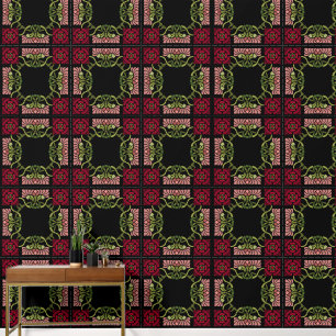 Grote Gothic Art Nouveau Roos en Dahlia Red Behang