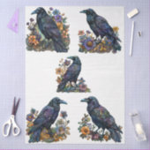 Grote Gotische Bloemen Zwarte Ravens Decoupage Tissuepapier (Craft)