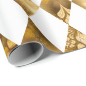 Grote gouden en witte diamant Harlequin Cadeaupapier (Rol Hoek)