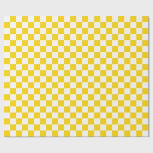 Grote gouden Gele en Witte Controles Cadeaupapier (Vlak)