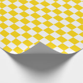 Grote gouden Gele en Witte Controles Cadeaupapier (Hoek)