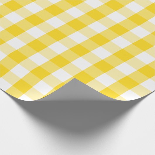 Grote gouden gele en witte gingham cadeaupapier (Hoek)