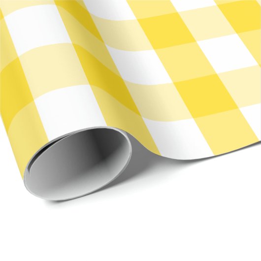 Grote gouden gele en witte gingham cadeaupapier (Rol Hoek)