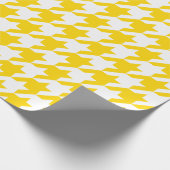 Grote gouden Gele en Witte Houndstooth Cadeaupapier (Hoek)