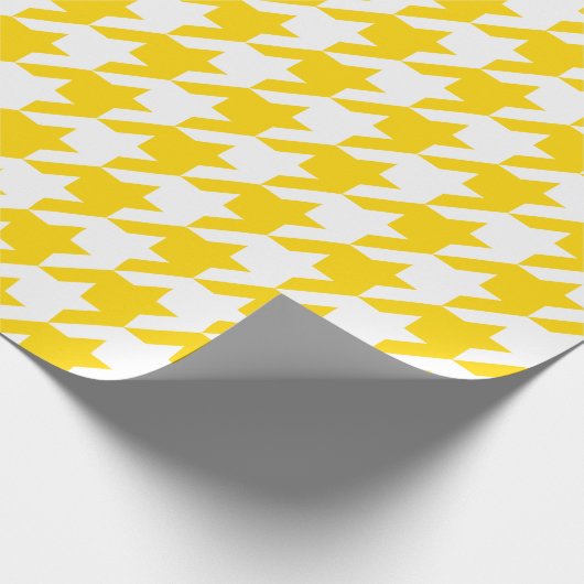 Grote gouden Gele en Witte Houndstooth Cadeaupapier (Hoek)