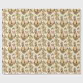 Grote gouden kerstman met boek inpakpapier (Vlak)