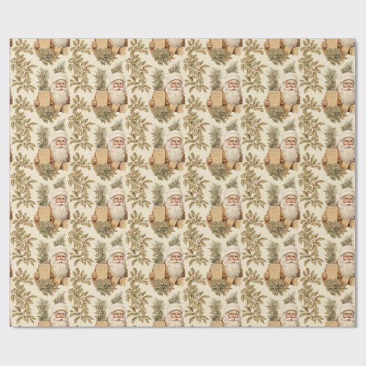 Grote gouden kerstman met boek inpakpapier (Vlak)