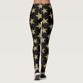 Grote gouden kerststerren op zwart leggings (Achterkant)