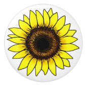 Grote gouden zonnebloem keramische knop (Voorkant)