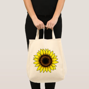 Grote gouden zonnebloem tote bag