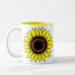 Grote gouden zonnebloem tweekleurige koffiemok