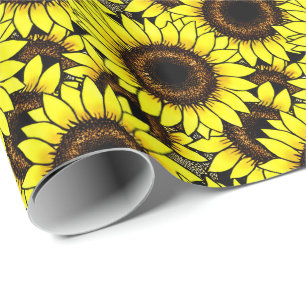 Grote gouden zonnebloemen cadeaupapier