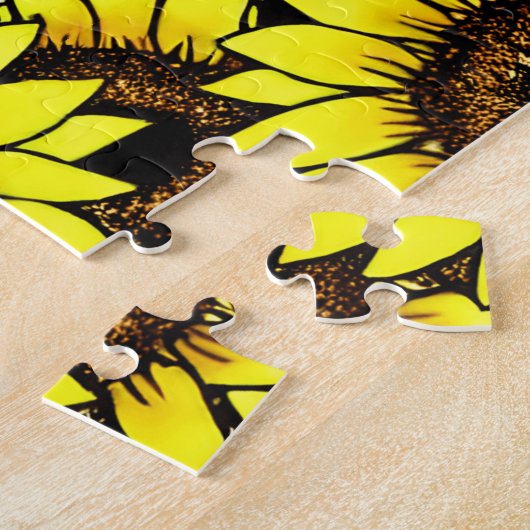 Grote gouden zonnebloemen Jigzaag Puzzle Legpuzzel (Zijkant)