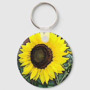 Grote gouden zonnebloemen sleutelhanger