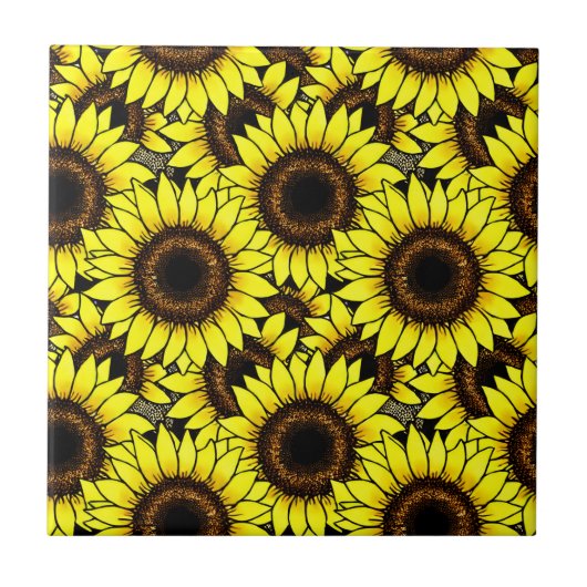 Grote gouden zonnebloemen tegeltje (Voorkant)